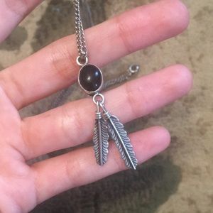 Native American Sterling Silver and Onyx Necklace